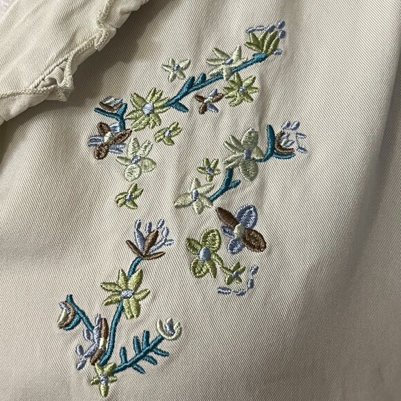 Simple Retro Women's Top Button Down Blouse Short Sleeve Size Large Embroidered - Picture 3 of 9